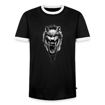 Loup-garou effrayant Horreur - T-shirt contrasté Homme - noir/blanc - Devant - AI Model Female 172 light (172cm) & AI Model Male 178 light (178cm)