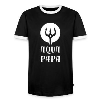 Aqua Papa - Super-héros du quotidien mon Père - T-shirt contrasté Homme - noir/blanc - Devant - AI Model Female 172 light (172cm) & AI Model Male 178 light (178cm)