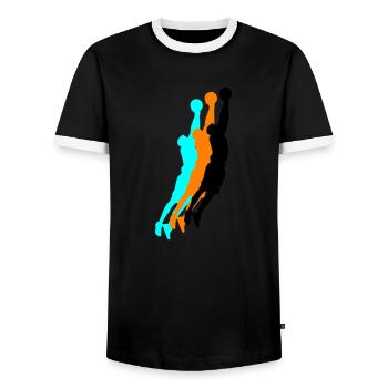 basketballer silhouette 3 - Männer Kontrast-T-Shirt - Schwarz/Weiß - Vorne - AI Model Female 172 light (172cm) & AI Model Male 178 light (178cm)