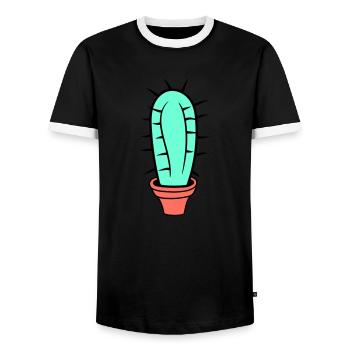 Small Cactus Spines Desert Cacti Flower Pot - Men's Ringer Shirt - black/white - Front - AI Model Female 172 light (172cm) & AI Model Male 178 light (178cm)