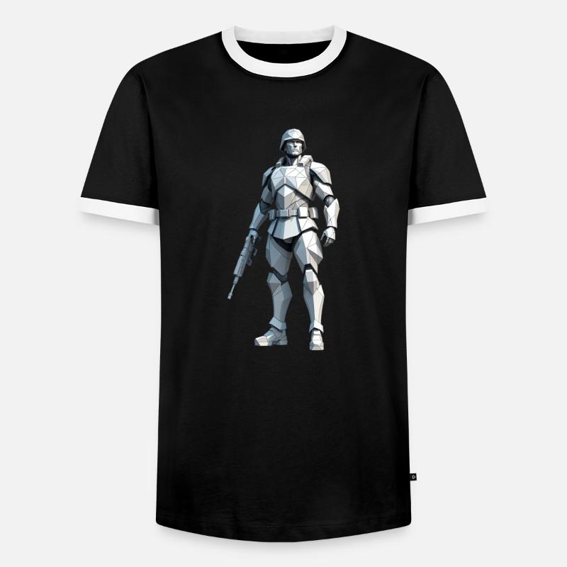 Soldier - Low Poly Army Design - Men's Ringer Shirt - black/white