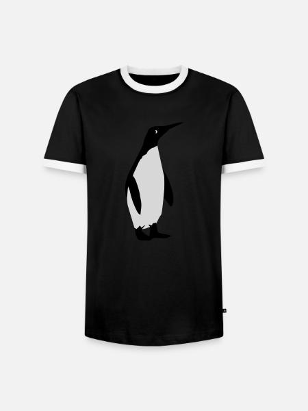 Pinguin - Männer Kontrast-T-Shirt - Schwarz/Weiß