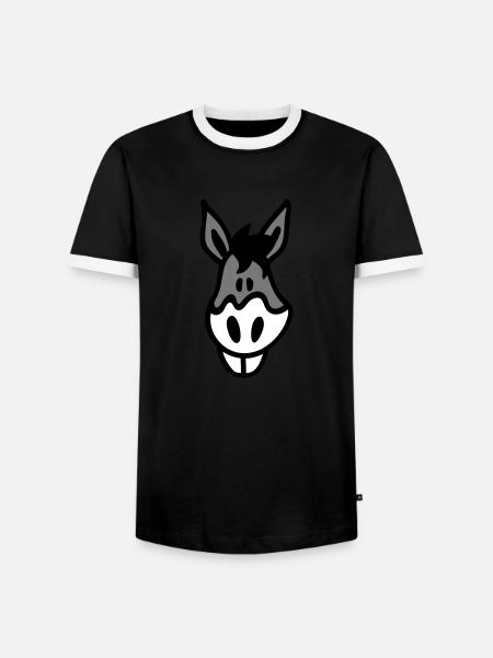 Crazy Donkey - head 3 - Men's Ringer Shirt - black/white