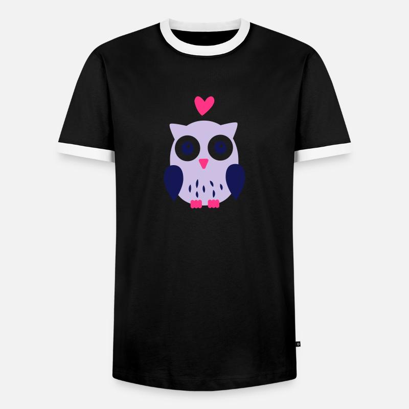 Eule - Männer Kontrast-T-Shirt - Schwarz/Weiß