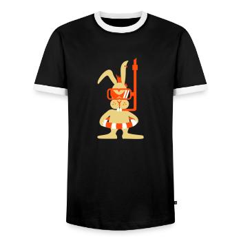 Diver bunny (3c) - Männer Kontrast-T-Shirt - Schwarz/Weiß - Vorne - AI Model Female 172 light (172cm) & AI Model Male 178 light (178cm)