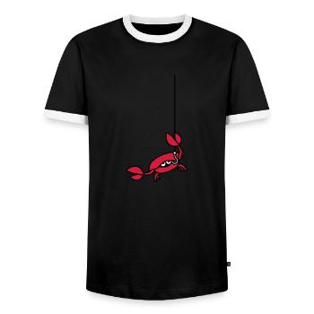 Drôle de crabe coupe une ligne de pêche avec une pince - T-shirt contrasté Homme - noir/blanc - Devant - AI Model Female 172 light (172cm) & AI Model Male 178 light (178cm)