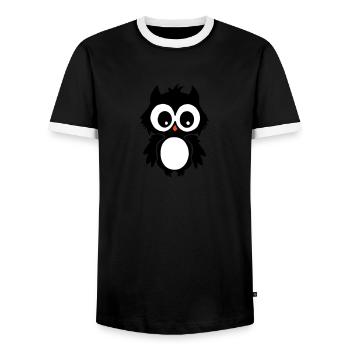 Eule ohne Zahl und Namen - Männer Kontrast-T-Shirt - Schwarz/Weiß - Vorne - AI Model Female 172 light (172cm) & AI Model Male 178 light (178cm)