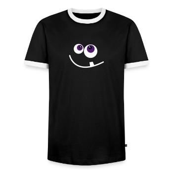 cute monster face - Men's Ringer Shirt - black/white - Front - AI Model Female 172 light (172cm) & AI Model Male 178 light (178cm)