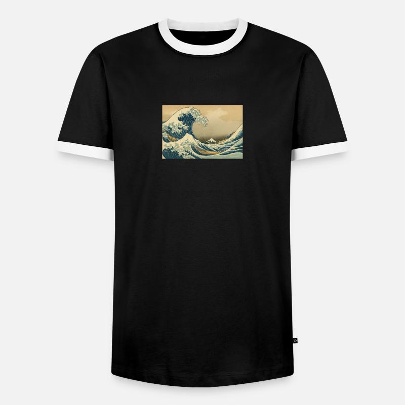 wave - Men's Ringer Shirt - black/white
