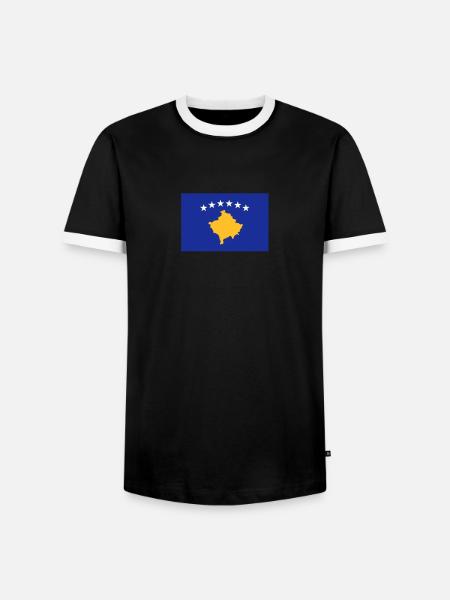 Kosovo - Männer Kontrast-T-Shirt - Schwarz/Weiß