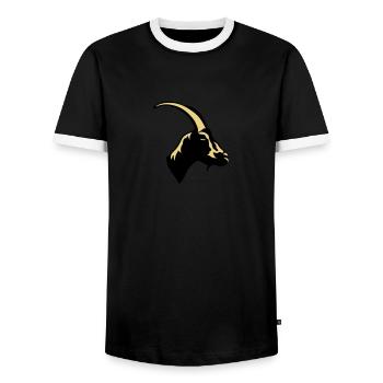 chevre animal domestique goat 1 - T-shirt contrasté Homme - noir/blanc - Devant - AI Model Female 172 light (172cm) & AI Model Male 178 light (178cm)