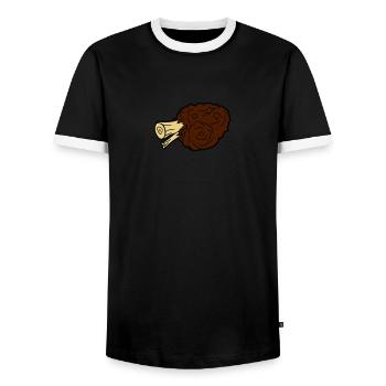 haXe os de la jambe de porc de viande - T-shirt contrasté Homme - noir/blanc - Devant - AI Model Female 172 light (172cm) & AI Model Male 178 light (178cm)