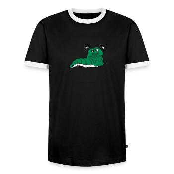 graisse gros poids faim faim manger manger ver com - T-shirt contrasté Homme - noir/blanc - Devant - AI Model Female 172 light (172cm) & AI Model Male 178 light (178cm)