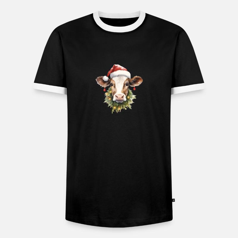 Weihnachtskuh - Männer Kontrast-T-Shirt - Schwarz/Weiß