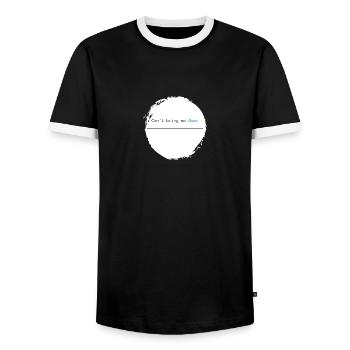 Drôle de dicton - Je ne peux pas me faire descendre bleu - T-shirt contrasté Homme - noir/blanc - Devant - AI Model Female 172 light (172cm) & AI Model Male 178 light (178cm)