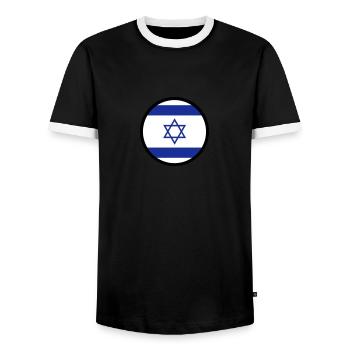 Under the sign of Israel - Men's Ringer Shirt - black/white - Front - AI Model Female 172 light (172cm) & AI Model Male 178 light (178cm)