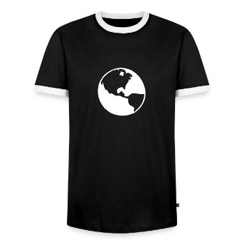 Silhouette du globe terrestre - T-shirt contrasté Homme - noir/blanc - Devant - AI Model Female 172 light (172cm) & AI Model Male 178 light (178cm)