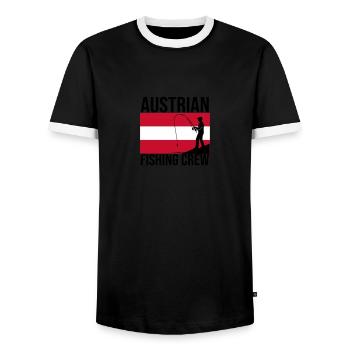 Austrian Fishing Crew Angler Shirt - Men's Ringer Shirt - black/white - Front - AI Model Female 172 light (172cm) & AI Model Male 178 light (178cm)
