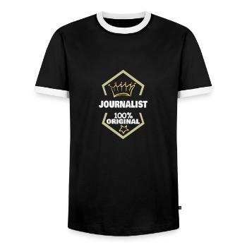 Arbeit Journalist - Männer Kontrast-T-Shirt - Schwarz/Weiß - Vorne - AI Model Female 172 light (172cm) & AI Model Male 178 light (178cm)
