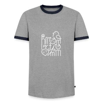 LITTLE BIRD - Men's Ringer Shirt - grey/navy  - Front - AI Model Female 172 light (172cm) & AI Model Male 178 light (178cm)
