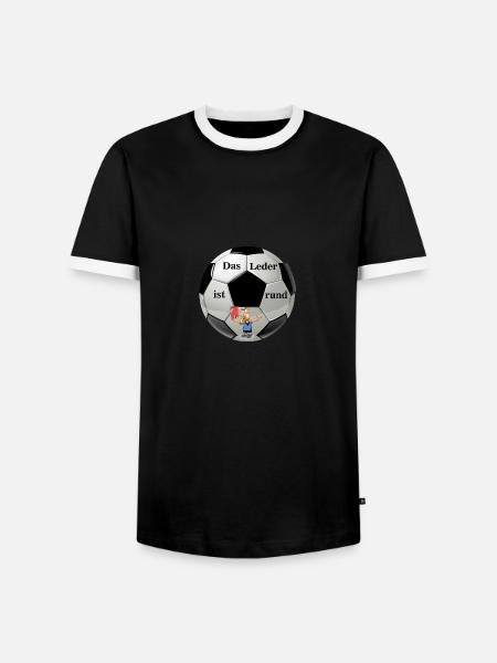 Das Leder ist rund - Männer Kontrast-T-Shirt - Schwarz/Weiß