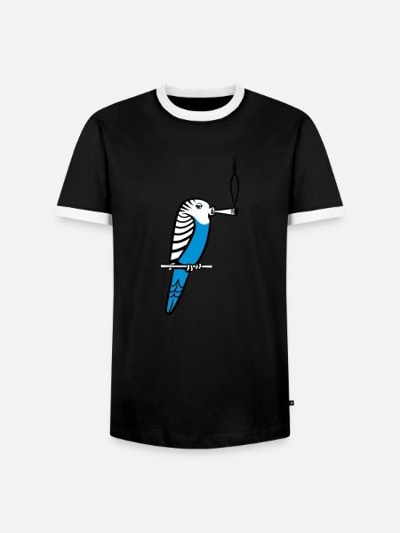 wellenstittich joint kiffen - Männer Kontrast-T-Shirt - Schwarz/Weiß