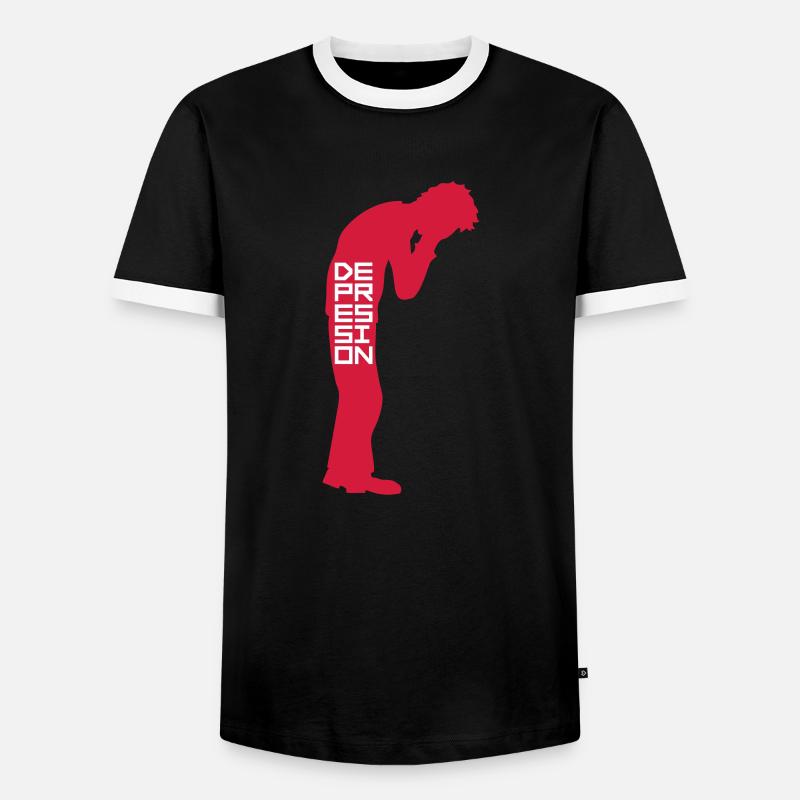 Standing up depression cries - Men's Ringer Shirt - black/white