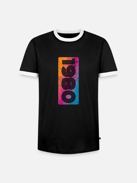 Années 1980 - T-shirt contrasté Homme - noir/blanc