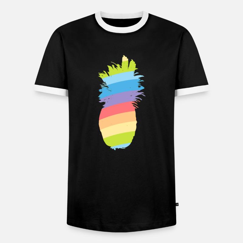 Rainbow - pineapple - Men's Ringer Shirt - black/white