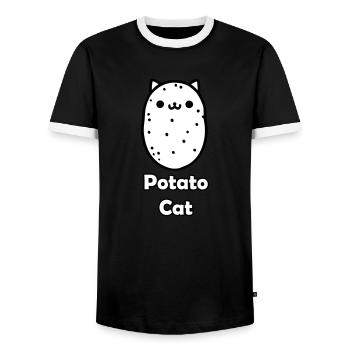 Süße Katze Kartoffel - Kartoffel Katze Design - Männer Kontrast-T-Shirt - Schwarz/Weiß - Vorne - AI Model Female 172 light (172cm) & AI Model Male 178 light (178cm)