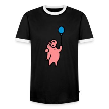 Pig + ballon à air 3 - T-shirt contrasté Homme - noir/blanc - Devant - AI Model Female 172 light (172cm) & AI Model Male 178 light (178cm)