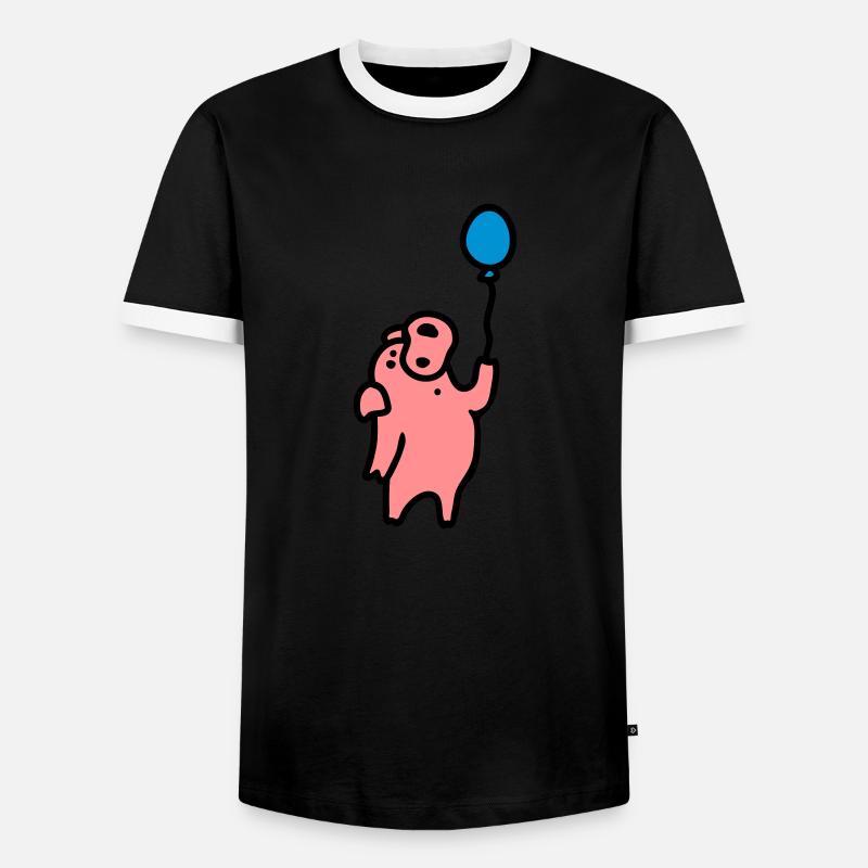 Schwein + Luftballon 3 - Männer Kontrast-T-Shirt - Schwarz/Weiß