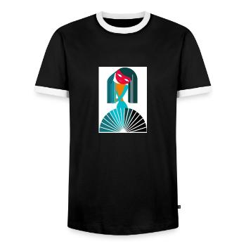 verseau abstrait - T-shirt contrasté Homme - noir/blanc - Devant - AI Model Female 172 light (172cm) & AI Model Male 178 light (178cm)