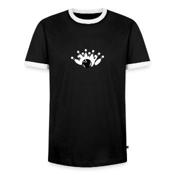Bowling - Männer Kontrast-T-Shirt - Schwarz/Weiß - Vorne - AI Model Female 172 light (172cm) & AI Model Male 178 light (178cm)