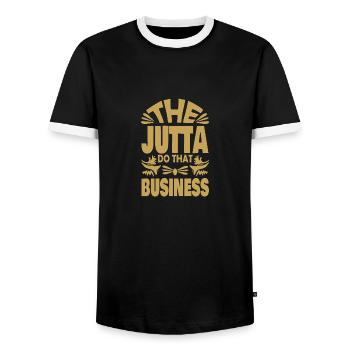 Dire pour Jutta Jutta Dictons - T-shirt contrasté Homme - noir/blanc - Devant - AI Model Female 172 light (172cm) & AI Model Male 178 light (178cm)