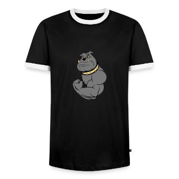 strong bulldogg 02 - Men's Ringer Shirt - black/white - Front - AI Model Female 172 light (172cm) & AI Model Male 178 light (178cm)