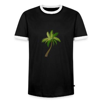 Palme Palmen 23053 S. - Männer Kontrast-T-Shirt - Schwarz/Weiß - Vorne - AI Model Female 172 light (172cm) & AI Model Male 178 light (178cm)