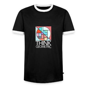 Think Geometric de Cinodrago - T-shirt contrasté Homme - noir/blanc - Devant - AI Model Female 172 light (172cm) & AI Model Male 178 light (178cm)