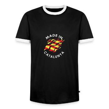 Hergestellt in Catalunya - Männer Kontrast-T-Shirt - Schwarz/Weiß - Vorne - AI Model Female 172 light (172cm) & AI Model Male 178 light (178cm)
