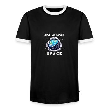 Astronaut All Funny Saying Free Space Freedom - Men's Ringer Shirt - black/white - Front - AI Model Female 172 light (172cm) & AI Model Male 178 light (178cm)