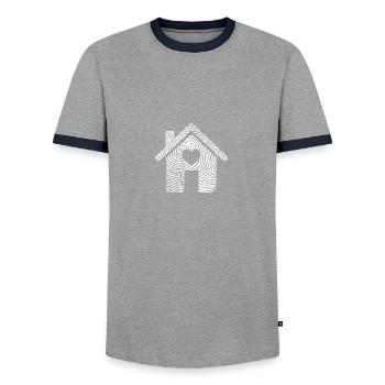 Client Building owner Construction site House construction Own home construction - Men's Ringer Shirt - grey/navy  - Front - AI Model Female 172 light (172cm) & AI Model Male 178 light (178cm)