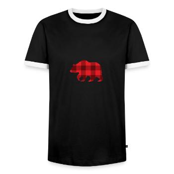 Ours avec modèle Cadeau Père Mère Noël - T-shirt contrasté Homme - noir/blanc - Devant - AI Model Female 172 light (172cm) & AI Model Male 178 light (178cm)