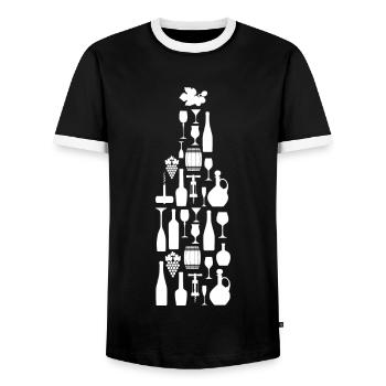 Wein Weinflasche Weinliebhaber - Männer Kontrast-T-Shirt - Schwarz/Weiß - Vorne - AI Model Female 172 light (172cm) & AI Model Male 178 light (178cm)