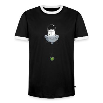 Mrou le chat, Space Cat - T-shirt contrasté Homme - noir/blanc - Devant - AI Model Female 172 light (172cm) & AI Model Male 178 light (178cm)