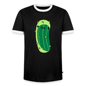 kleine gurke mit - Männer Kontrast-T-Shirt - Schwarz/Weiß - Vorne - AI Model Female 172 light (172cm) & AI Model Male 178 light (178cm)