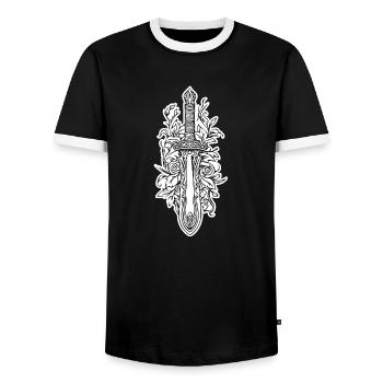 Knife Cutler Knife Lover - Men's Ringer Shirt - black/white - Front - AI Model Female 172 light (172cm) & AI Model Male 178 light (178cm)