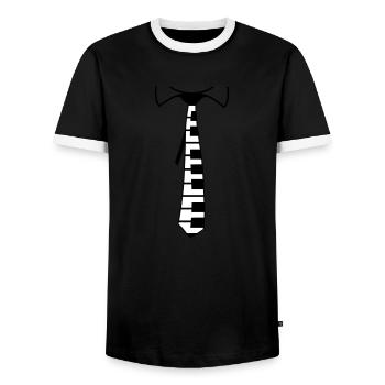 Suit Tie Piano Instrument Keys Music Fun - Men's Ringer Shirt - black/white - Front - AI Model Female 172 light (172cm) & AI Model Male 178 light (178cm)