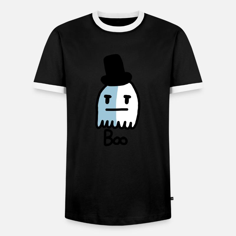 cute ghost - Men's Ringer Shirt - black/white