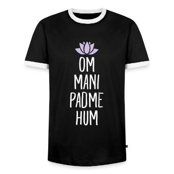 Om Mani Padme Hum Yoga Yogi Mantra - Männer Kontrast-T-Shirt - Schwarz/Weiß - Vorne - AI Model Female 172 light (172cm) & AI Model Male 178 light (178cm)