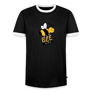 Bee Happy - T-shirt contrasté Homme - noir/blanc - Devant - AI Model Female 172 light (172cm) & AI Model Male 178 light (178cm)